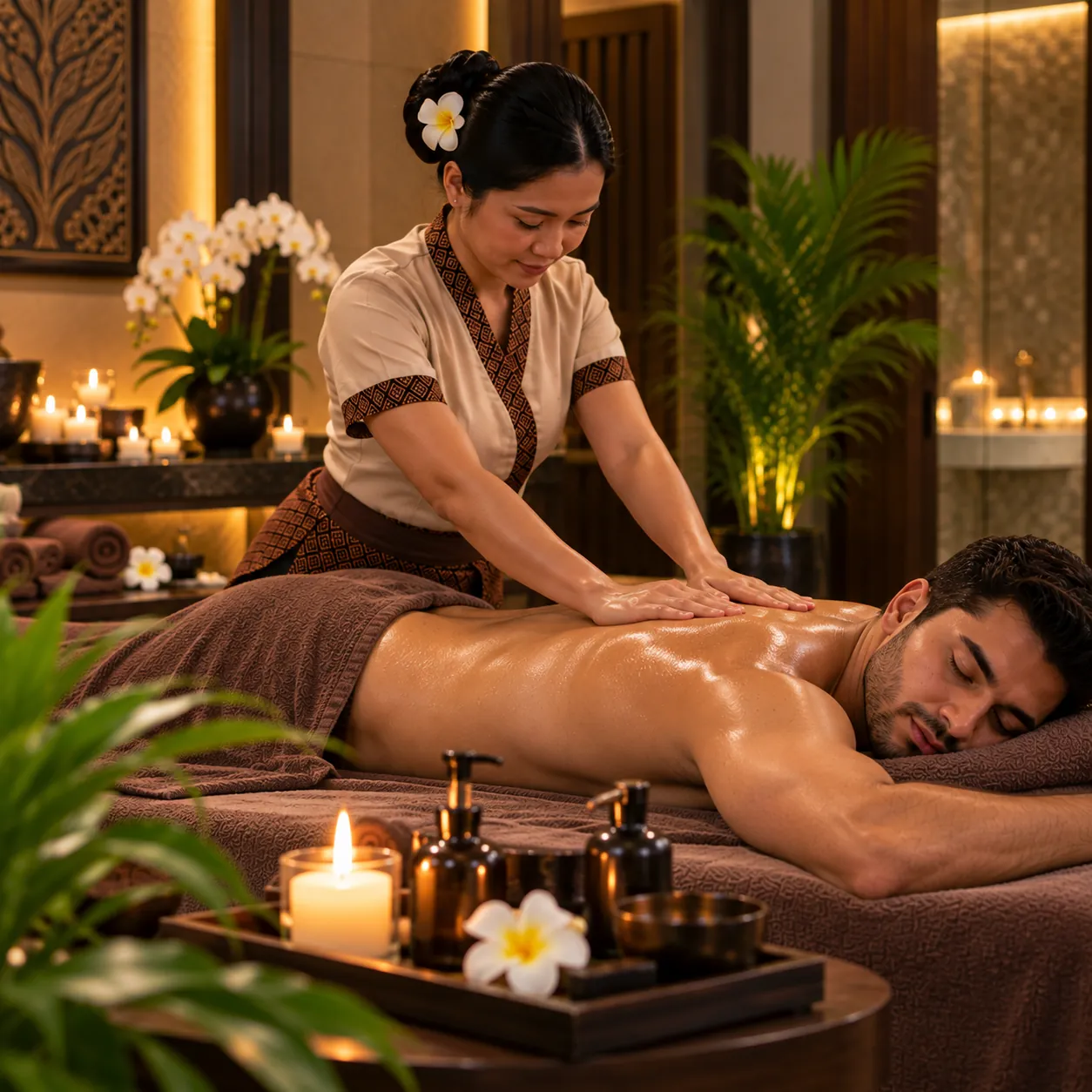 Deep tissue back massage with focused pressure at Novara Thai Spa, Sheikh Zayed Road